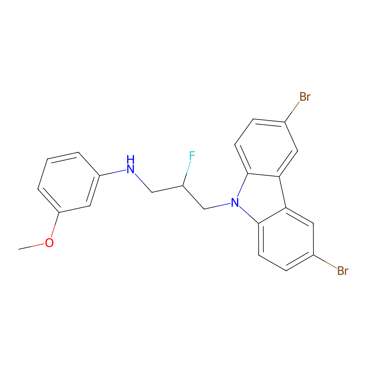 N-(3-(3,6-dibromo-9H-carbazol-9-yl)-2-fluoropropyl)-3-methoxyaniline molecular structure, CAS 1235481-90-9