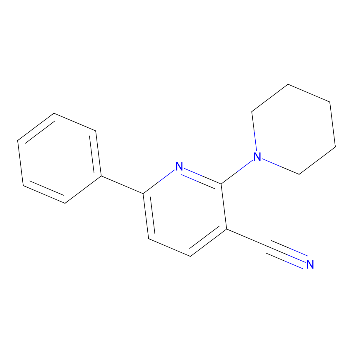 6-Phenyl-2-(piperidin-1-yl)nicotinonitrile molecular structure, CAS 1235487-56-5