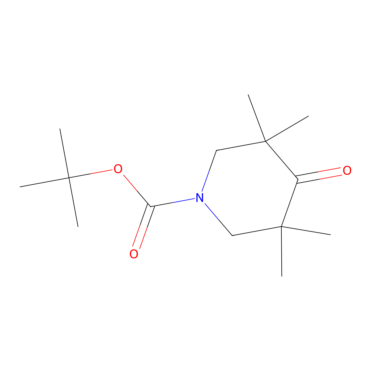 Tert-butyl 3,3,5,5-tetramethyl-4-oxopiperidine-1-carboxylate molecular structure, CAS 1235553-77-1