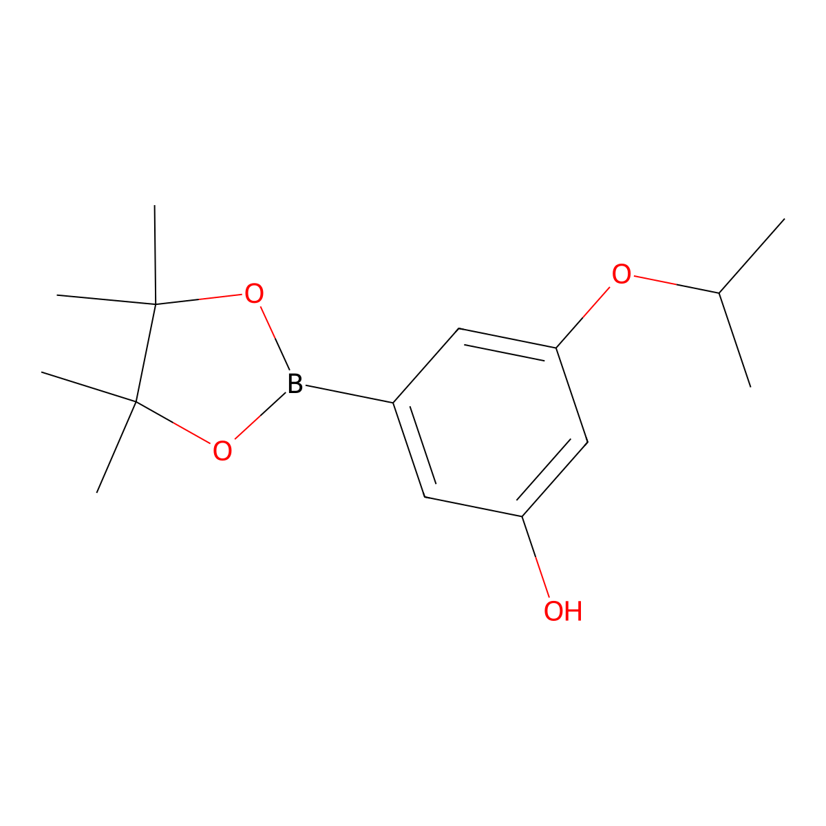 3-Isopropoxy-5-(4,4,5,5-tetramethyl-1,3,2-dioxaborolan-2-YL)phenol molecular structure, CAS 1235566-58-1