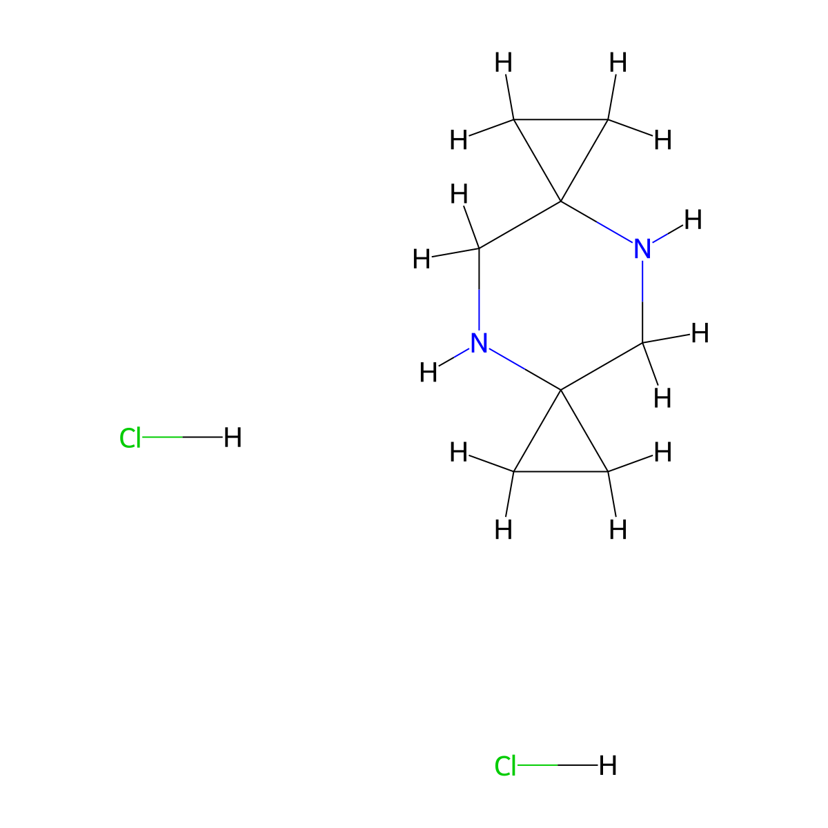 4,9-Diazadispiro[2.2.2(6).2(3)]Decane dihydrochloride molecular structure, CAS 1235576-70-1