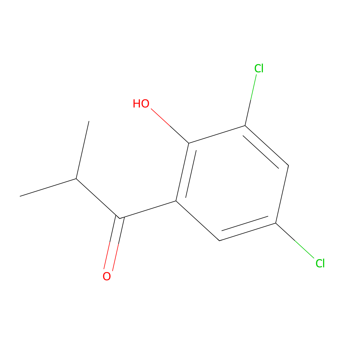 1-(3,5-Dichloro-2-hydroxyphenyl)-2-methylpropan-1-one molecular structure, CAS 1235579-08-4