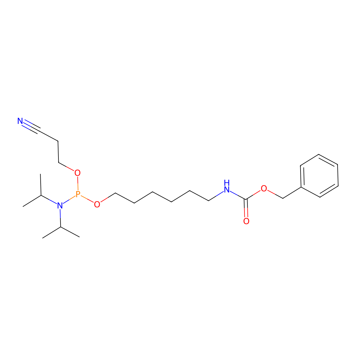 Cbz C6 amine amidite molecular structure, CAS 1235579-76-6