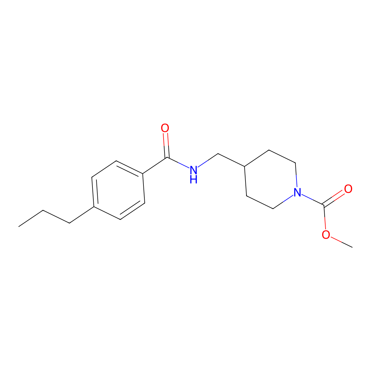 Methyl 4-{[(4-propylphenyl)formamido]methyl}piperidine-1-carboxylate molecular structure, CAS 1235614-44-4