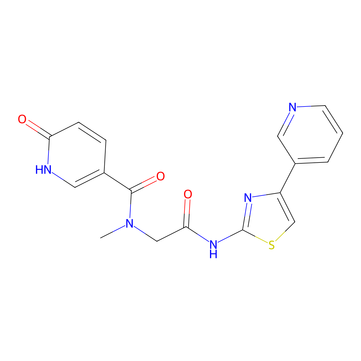 N-methyl-6-oxo-N-(2-oxo-2-((4-(pyridin-3-yl)thiazol-2-yl)amino)ethyl)-1,6-dihydropyridine-3-carboxamide molecular structure, CAS 1235614-47-7