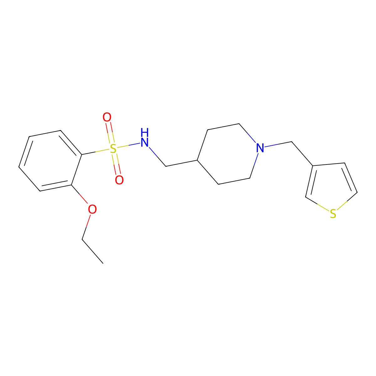 2-ethoxy-N-((1-(thiophen-3-ylmethyl)piperidin-4-yl)methyl)benzenesulfonamide molecular structure, CAS 1235614-87-5