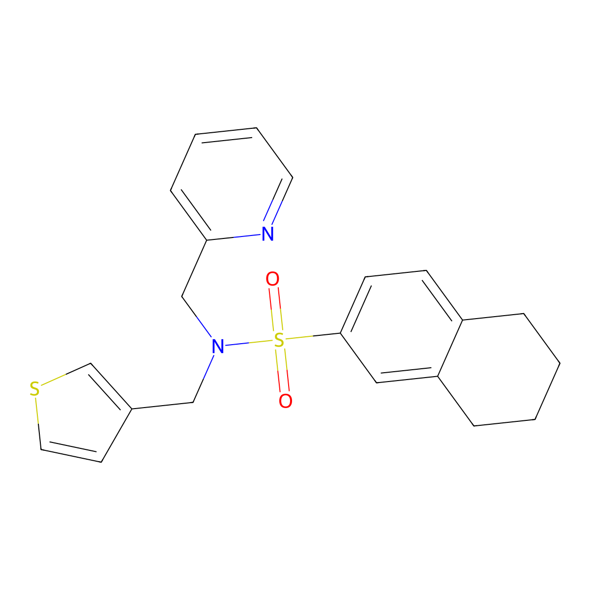 N-(pyridin-2-ylmethyl)-N-(thiophen-3-ylmethyl)-5,6,7,8-tetrahydronaphthalene-2-sulfonamide molecular structure, CAS 1235615-00-5