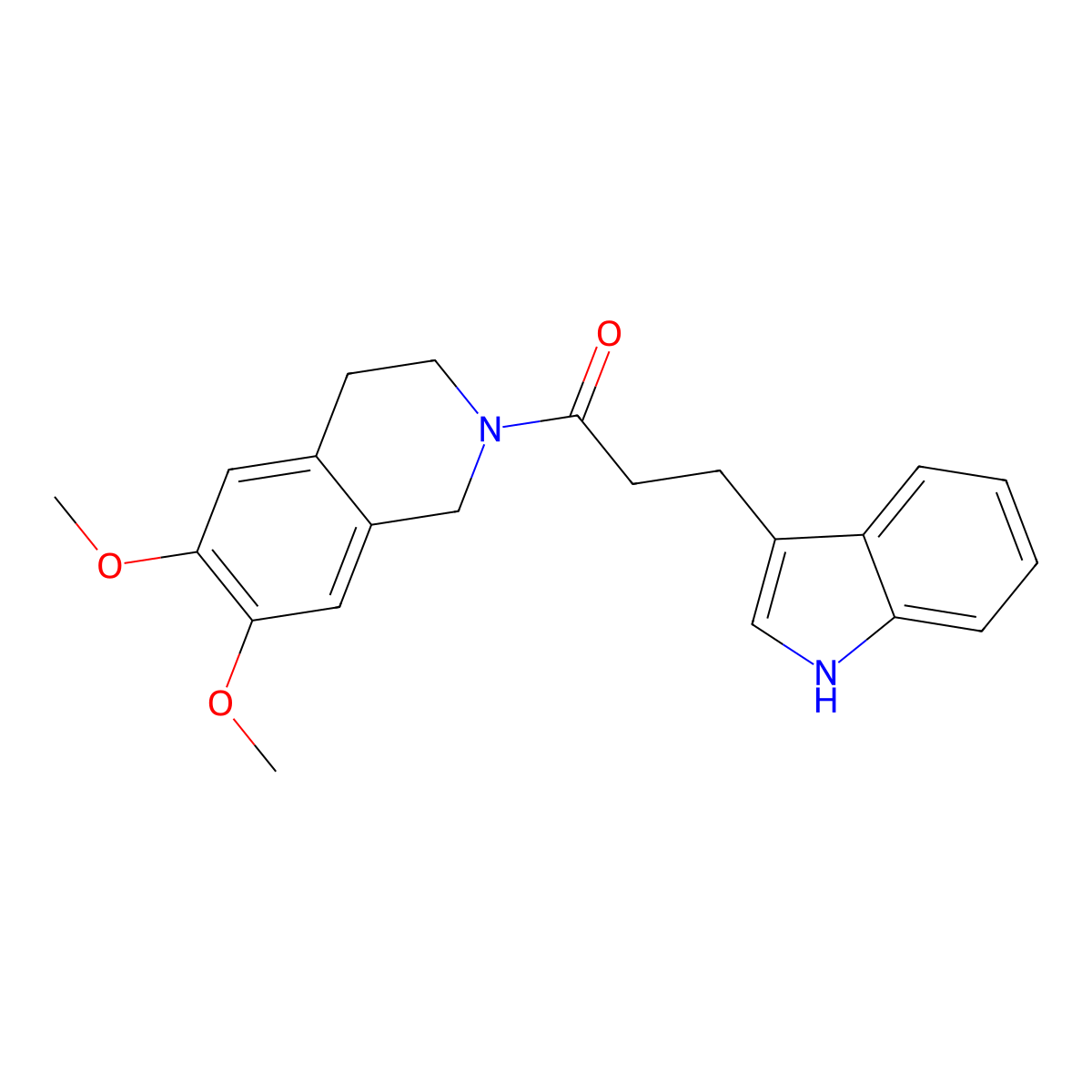 1-(6,7-dimethoxy-3,4-dihydroisoquinolin-2(1H)-yl)-3-(1H-indol-3-yl)propan-1-one molecular structure, CAS 1235615-06-1