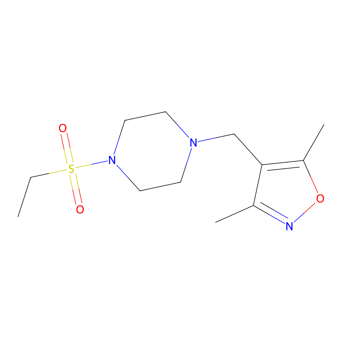 4-((4-(Ethylsulfonyl)piperazin-1-yl)methyl)-3,5-dimethylisoxazole molecular structure, CAS 1235615-12-9