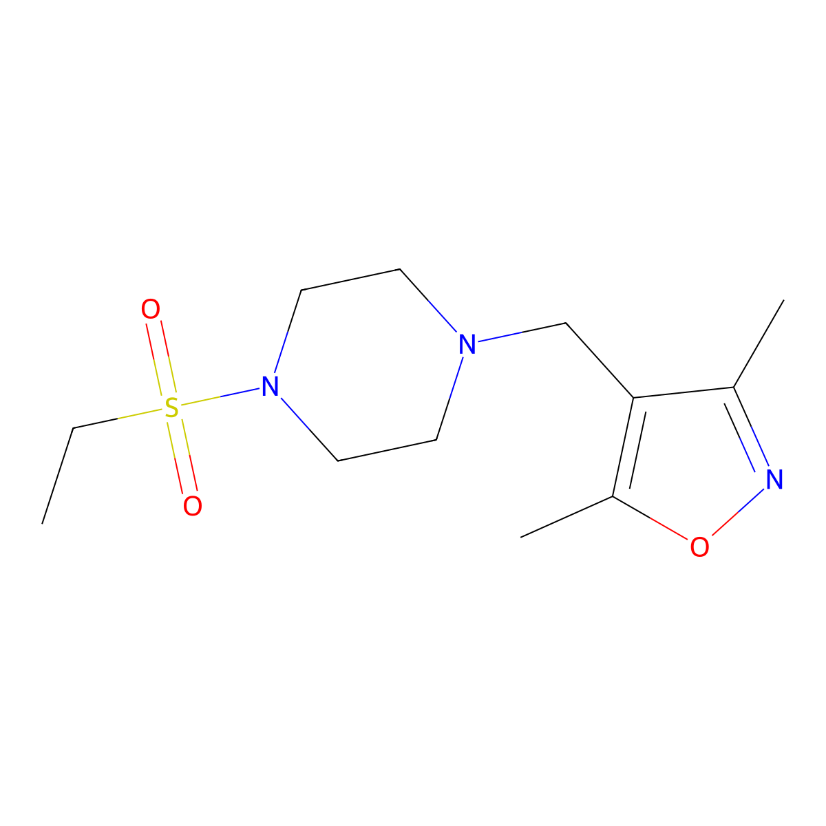 4-((4-(Ethylsulfonyl)piperazin-1-yl)methyl)-3,5-dimethylisoxazole molecular structure, CAS 1235615-12-9