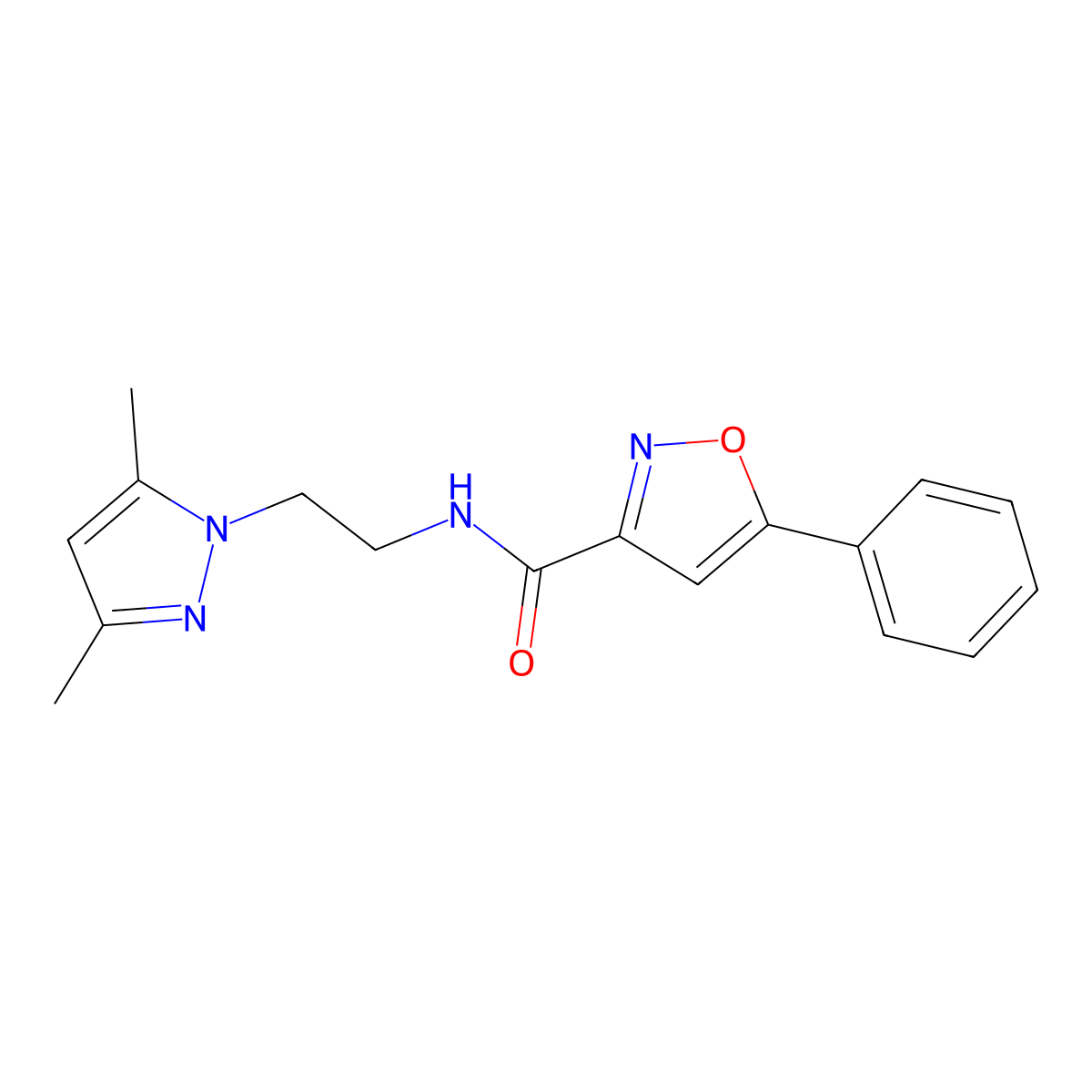 N-(2-(3,5-dimethyl-1H-pyrazol-1-yl)ethyl)-5-phenylisoxazole-3-carboxamide molecular structure, CAS 1235615-52-7
