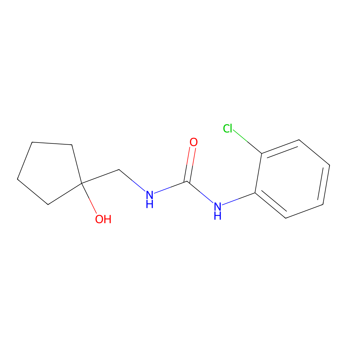 1-(2-Chlorophenyl)-3-((1-hydroxycyclopentyl)methyl)urea molecular structure, CAS 1235616-16-6