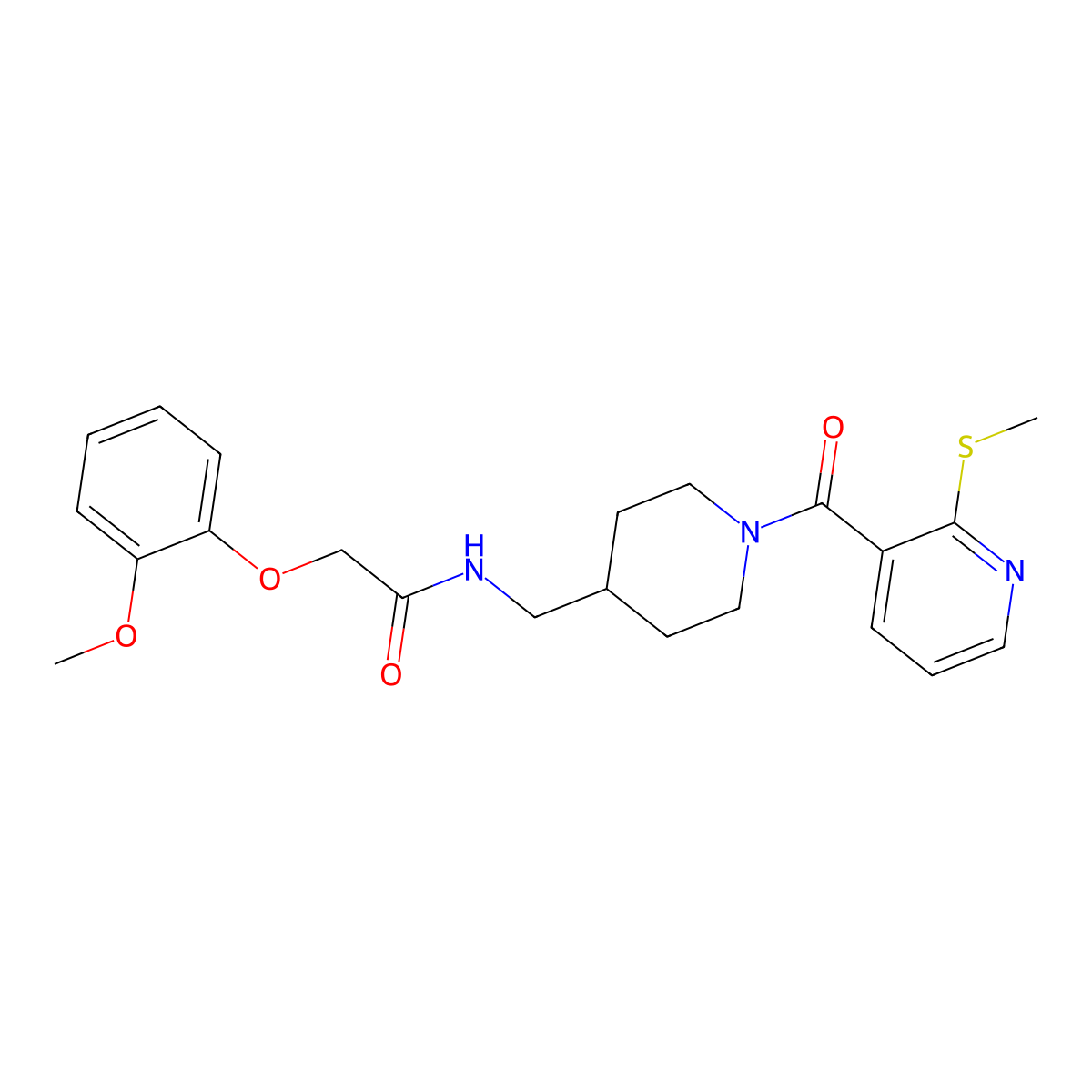 2-(2-methoxyphenoxy)-N-((1-(2-(methylthio)nicotinoyl)piperidin-4-yl)methyl)acetamide molecular structure, CAS 1235616-32-6