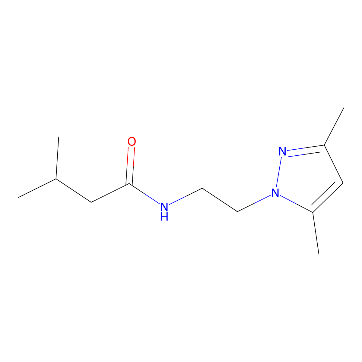 N-[2-(3,5-dimethyl-1H-pyrazol-1-yl)ethyl]-3-methylbutanamide molecular structure, CAS 1235617-97-6