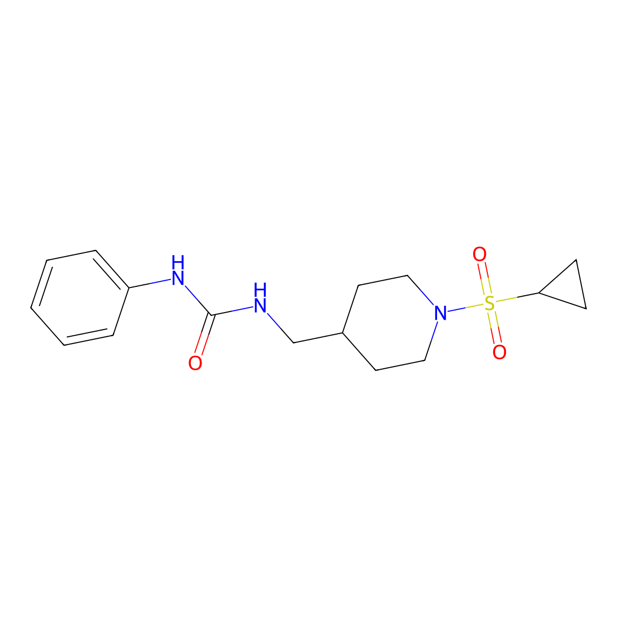 1-((1-(Cyclopropylsulfonyl)piperidin-4-yl)methyl)-3-phenylurea molecular structure, CAS 1235618-66-2
