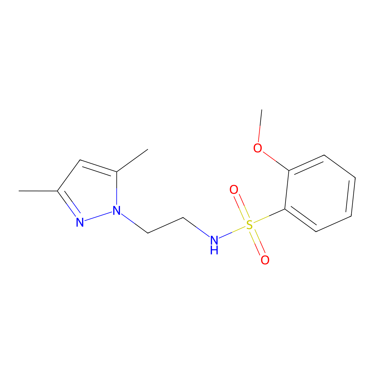 N-(2-(3,5-dimethyl-1H-pyrazol-1-yl)ethyl)-2-methoxybenzenesulfonamide molecular structure, CAS 1235619-46-1