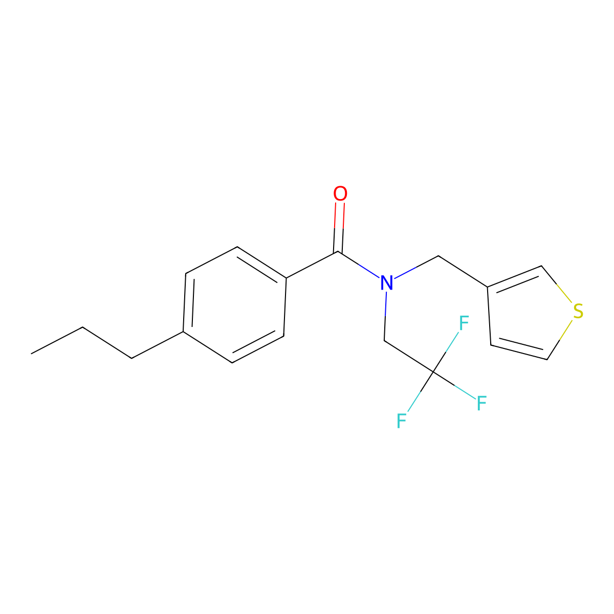 4-propyl-N-(thiophen-3-ylmethyl)-N-(2,2,2-trifluoroethyl)benzamide molecular structure, CAS 1235620-34-4