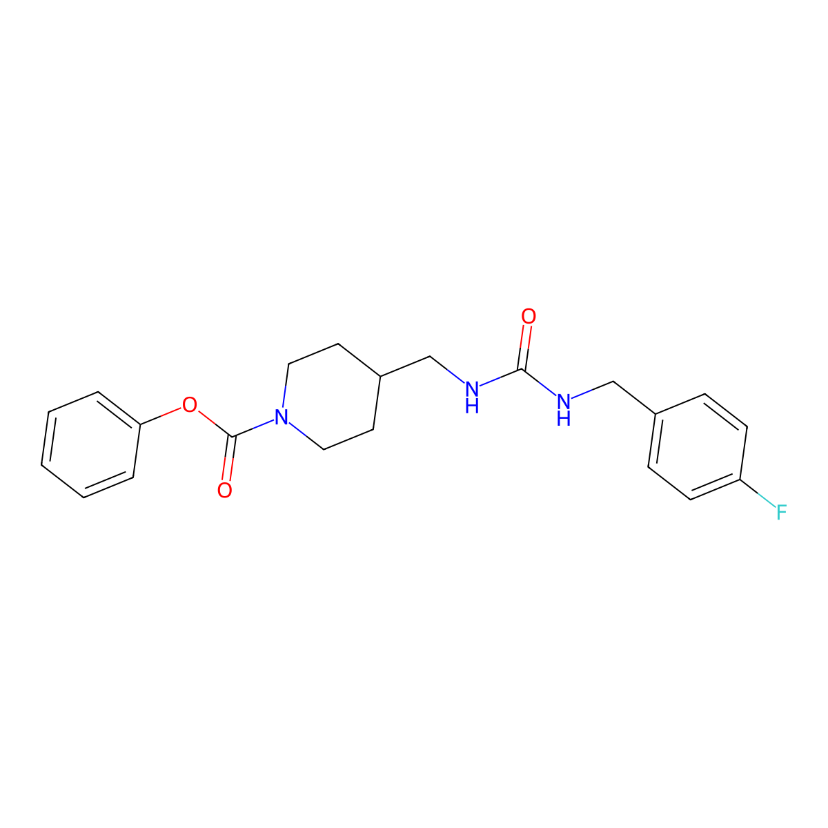 Phenyl 4-((3-(4-fluorobenzyl)ureido)methyl)piperidine-1-carboxylate molecular structure, CAS 1235620-77-5