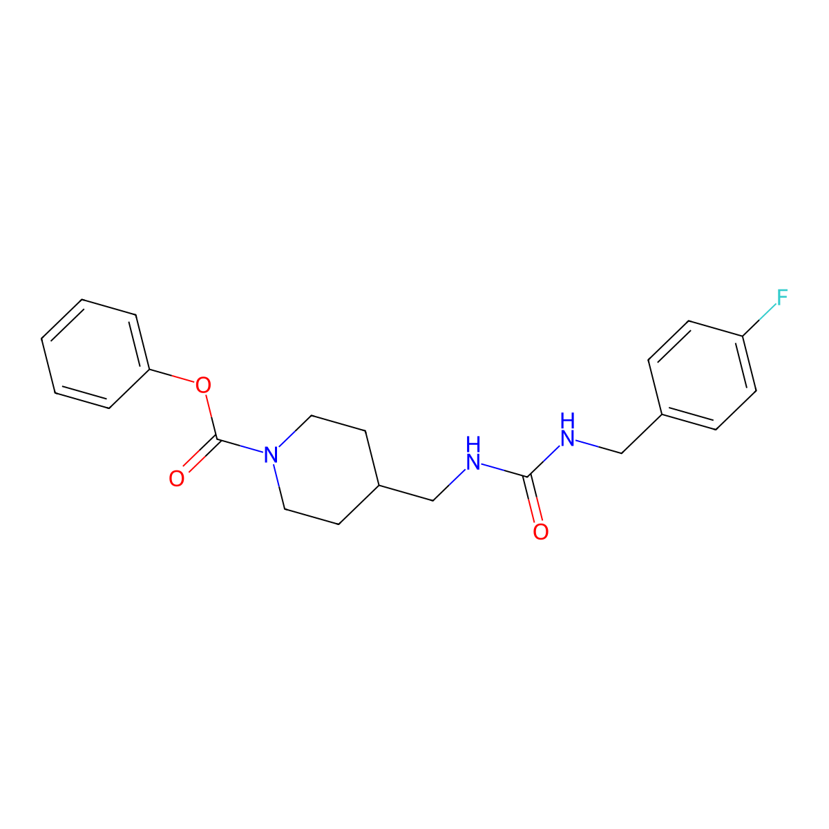 Phenyl 4-((3-(4-fluorobenzyl)ureido)methyl)piperidine-1-carboxylate molecular structure, CAS 1235620-77-5