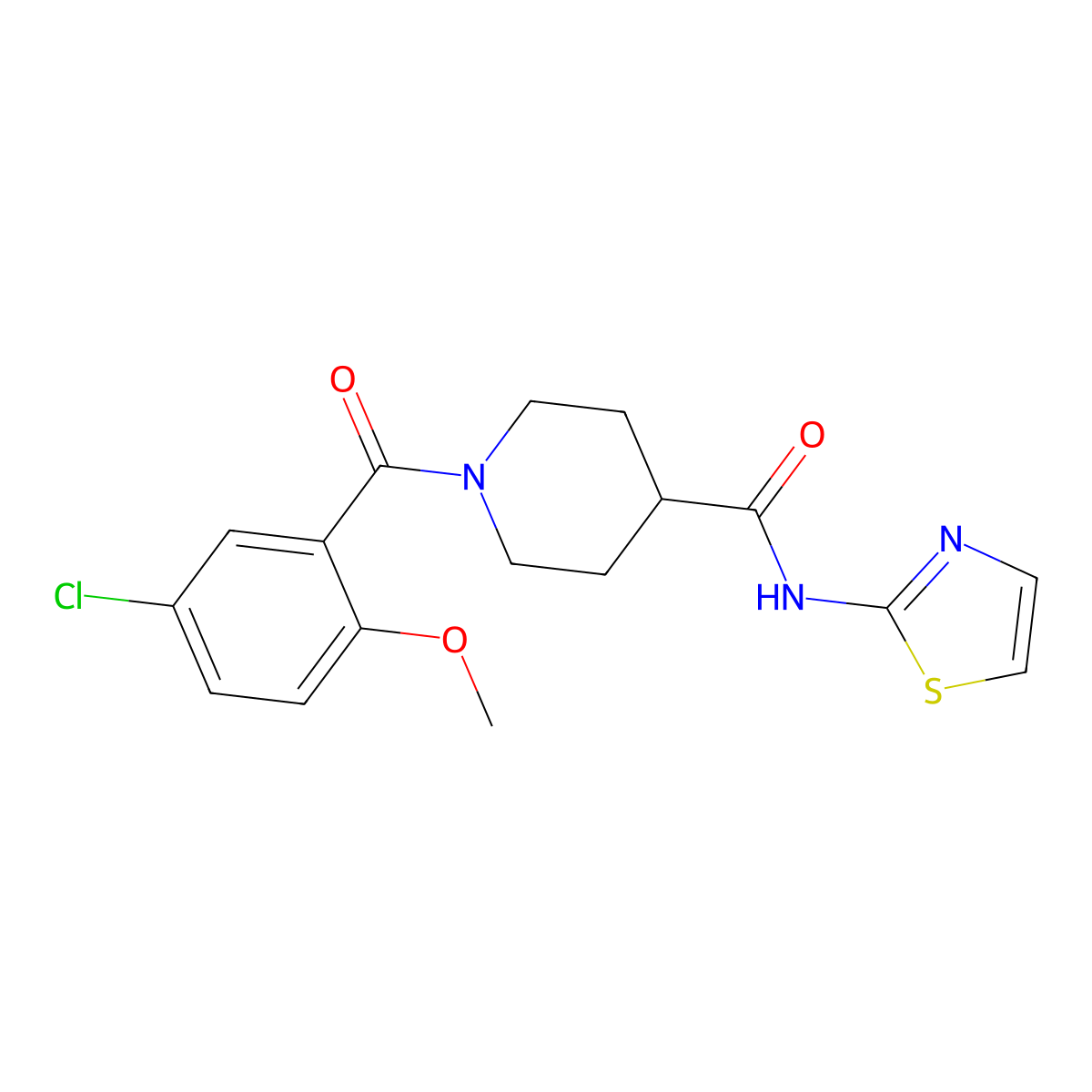 1-(5-chloro-2-methoxybenzoyl)-N-(1,3-thiazol-2-yl)piperidine-4-carboxamide molecular structure, CAS 1235620-78-6