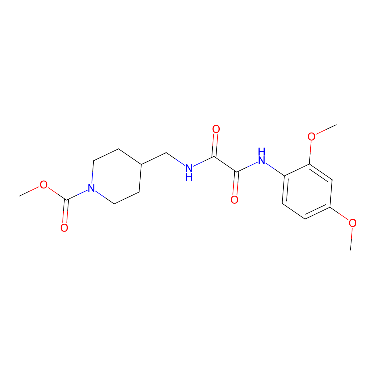 Methyl 4-((2-((2,4-dimethoxyphenyl)amino)-2-oxoacetamido)methyl)piperidine-1-carboxylate molecular structure, CAS 1235622-47-5