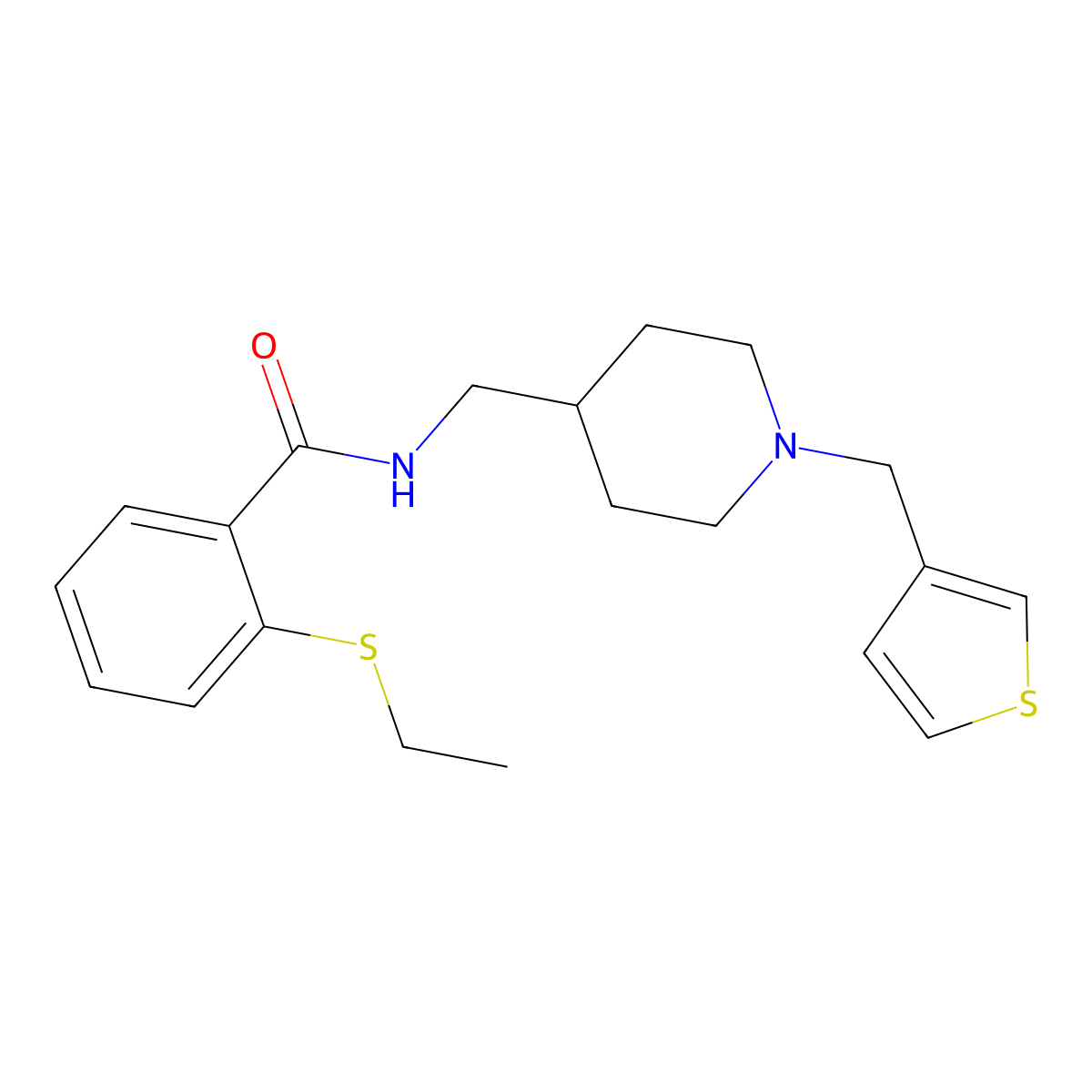 2-(ethylthio)-N-((1-(thiophen-3-ylmethyl)piperidin-4-yl)methyl)benzamide molecular structure, CAS 1235622-68-0