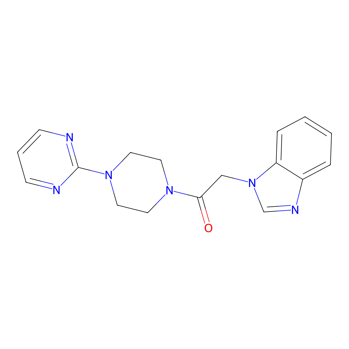 2-(1H-1,3-benzodiazol-1-yl)-1-[4-(pyrimidin-2-yl)piperazin-1-yl]ethan-1-one molecular structure, CAS 1235623-59-2
