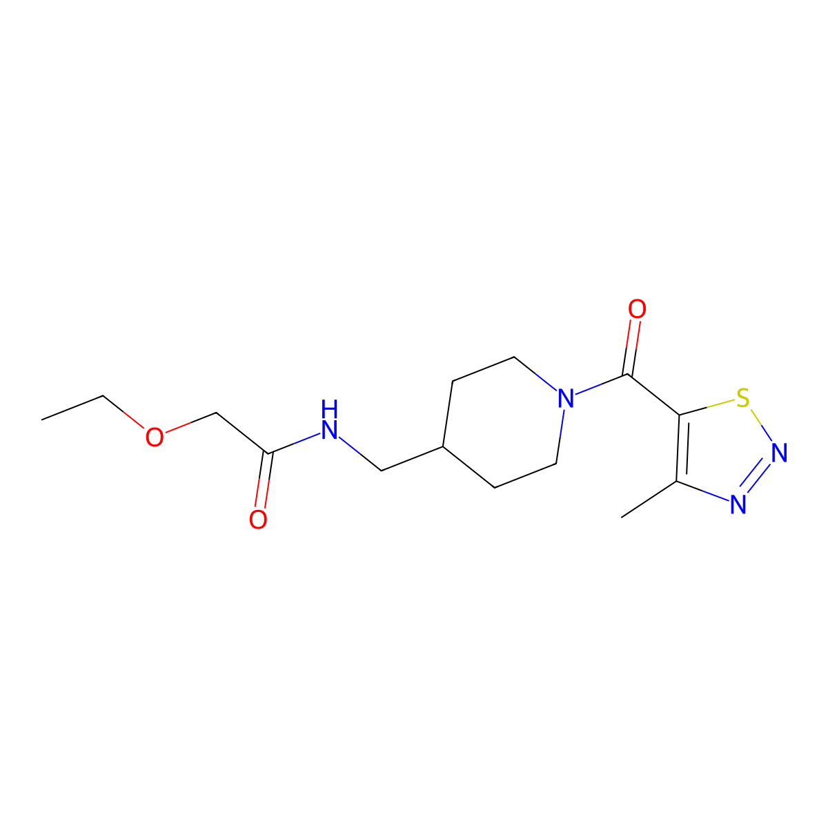 2-ethoxy-N-{[1-(4-methyl-1,2,3-thiadiazole-5-carbonyl)piperidin-4-yl]methyl}acetamide molecular structure, CAS 1235624-09-5