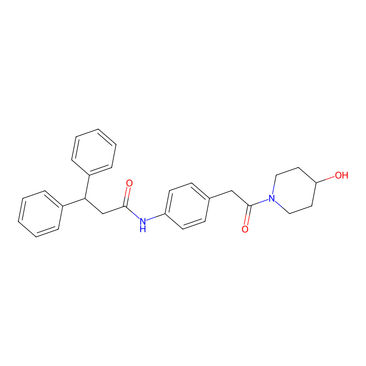 N-{4-[2-(4-hydroxypiperidin-1-yl)-2-oxoethyl]phenyl}-3,3-diphenylpropanamide molecular structure, CAS 1235624-16-4