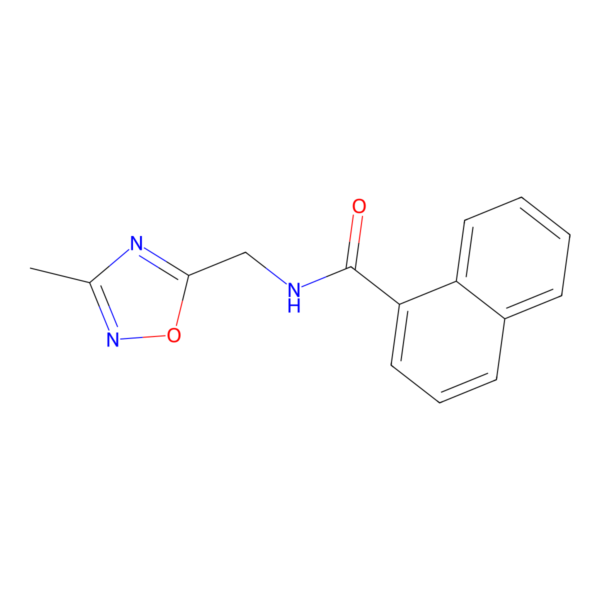 N-((3-methyl-1,2,4-oxadiazol-5-yl)methyl)-1-naphthamide molecular structure, CAS 1235624-18-6