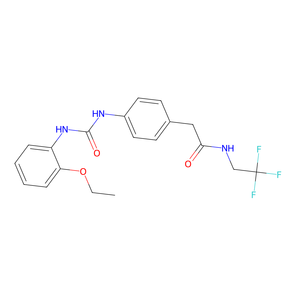 2-(4-(3-(2-ethoxyphenyl)ureido)phenyl)-N-(2,2,2-trifluoroethyl)acetamide molecular structure, CAS 1235625-28-1
