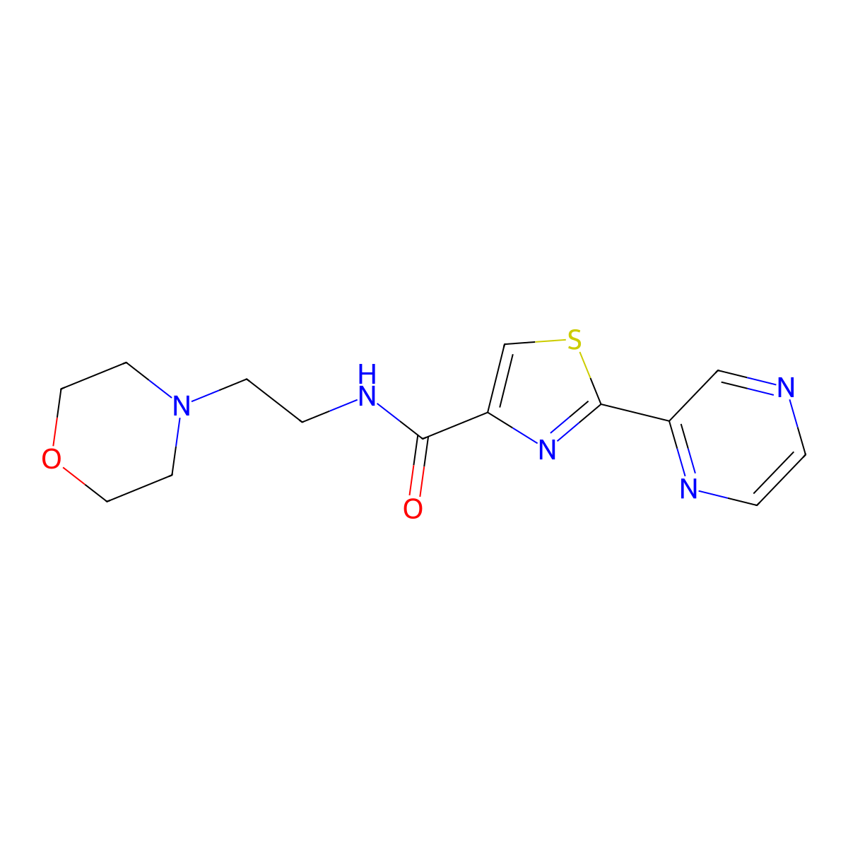 N-(2-morpholinoethyl)-2-(pyrazin-2-yl)thiazole-4-carboxamide molecular structure, CAS 1235625-43-0