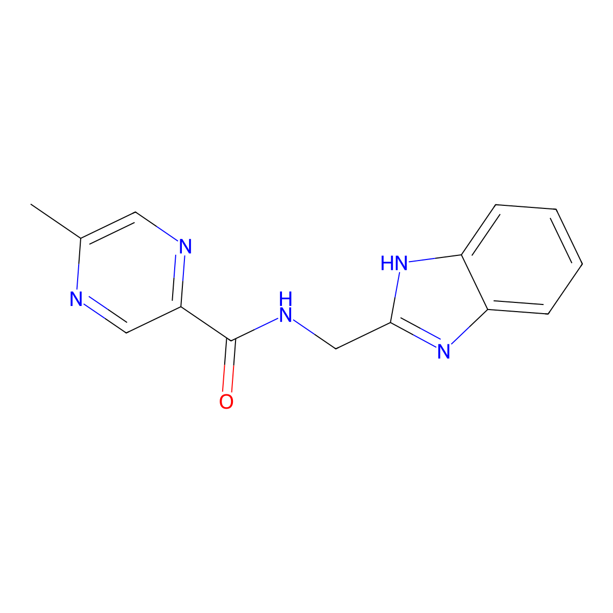 N-((1H-benzo[d]imidazol-2-yl)methyl)-5-methylpyrazine-2-carboxamide molecular structure, CAS 1235625-73-6