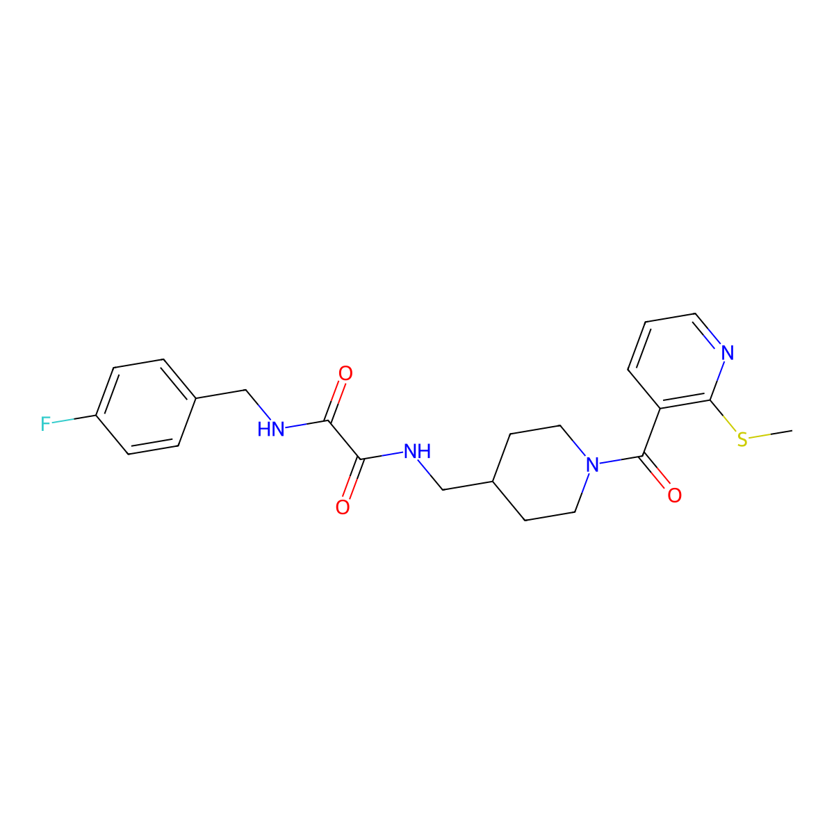 N1-(4-fluorobenzyl)-N2-((1-(2-(methylthio)nicotinoyl)piperidin-4-yl)methyl)oxalamide molecular structure, CAS 1235625-79-2