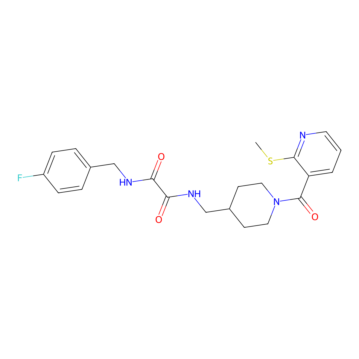 N1-(4-fluorobenzyl)-N2-((1-(2-(methylthio)nicotinoyl)piperidin-4-yl)methyl)oxalamide molecular structure, CAS 1235625-79-2