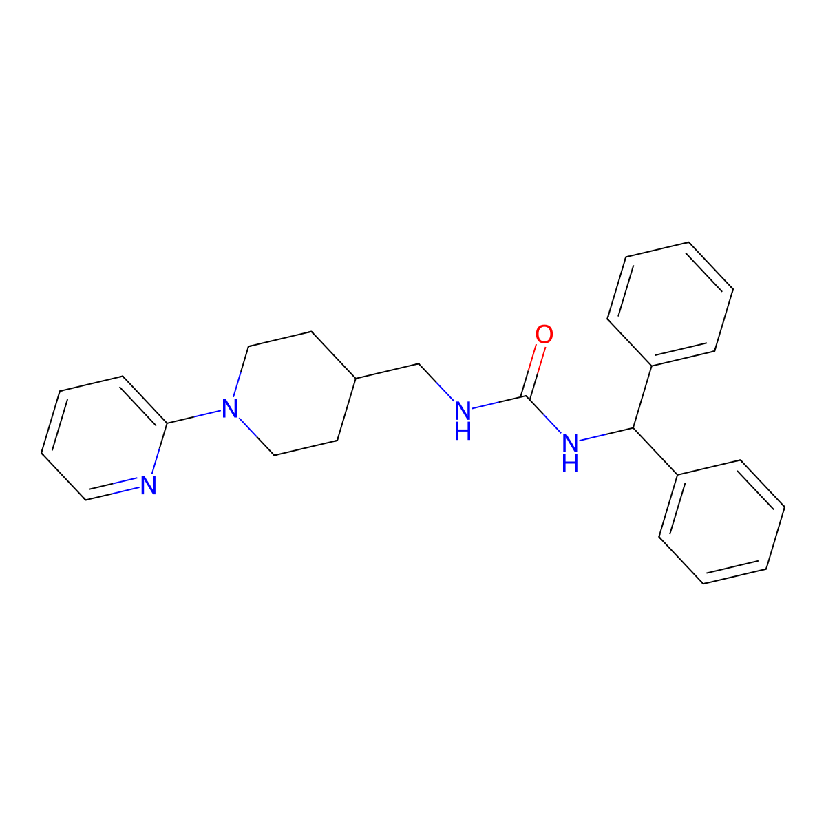 1-Benzhydryl-3-((1-(pyridin-2-yl)piperidin-4-yl)methyl)urea molecular structure, CAS 1235626-18-2