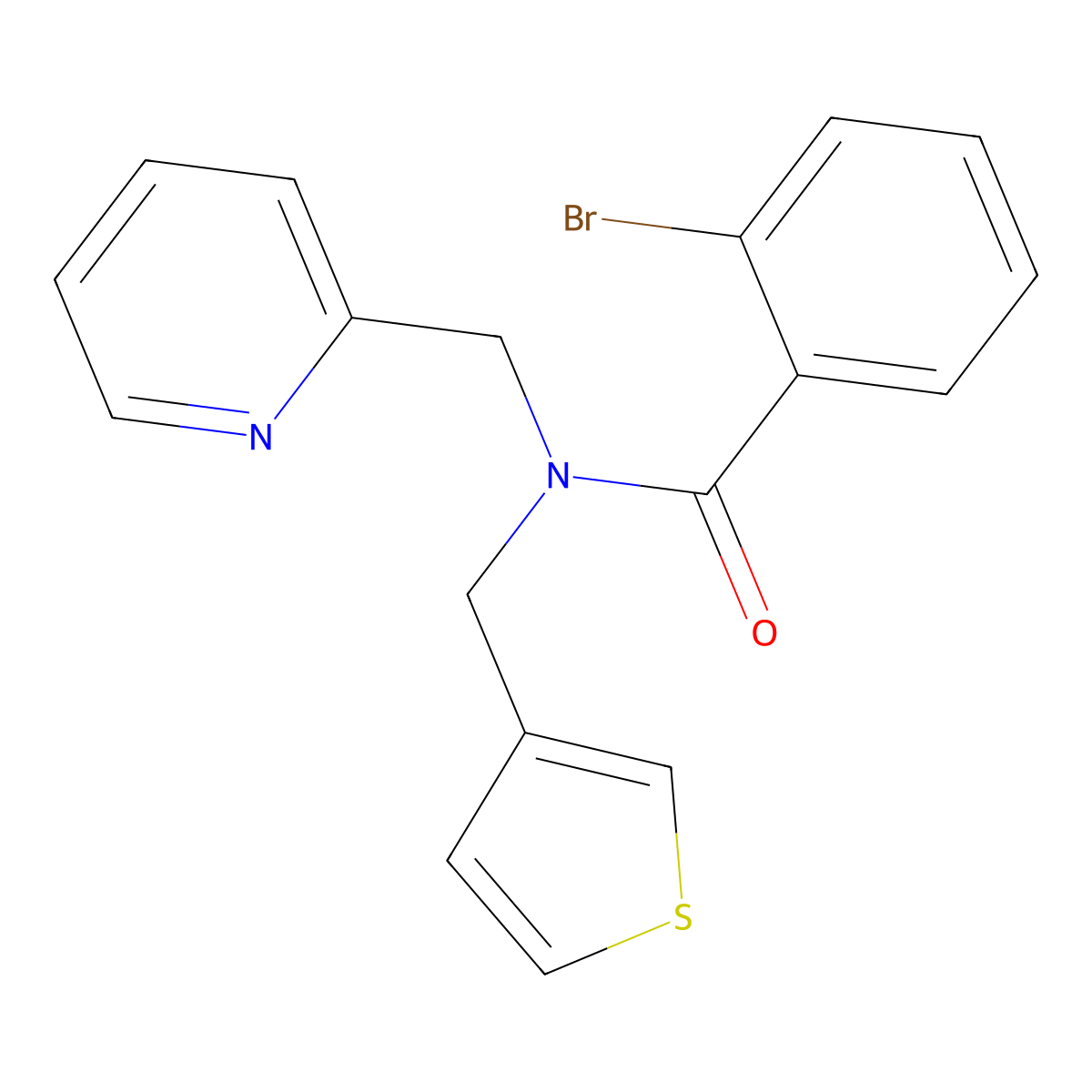 2-bromo-N-(pyridin-2-ylmethyl)-N-(thiophen-3-ylmethyl)benzamide molecular structure, CAS 1235626-77-3