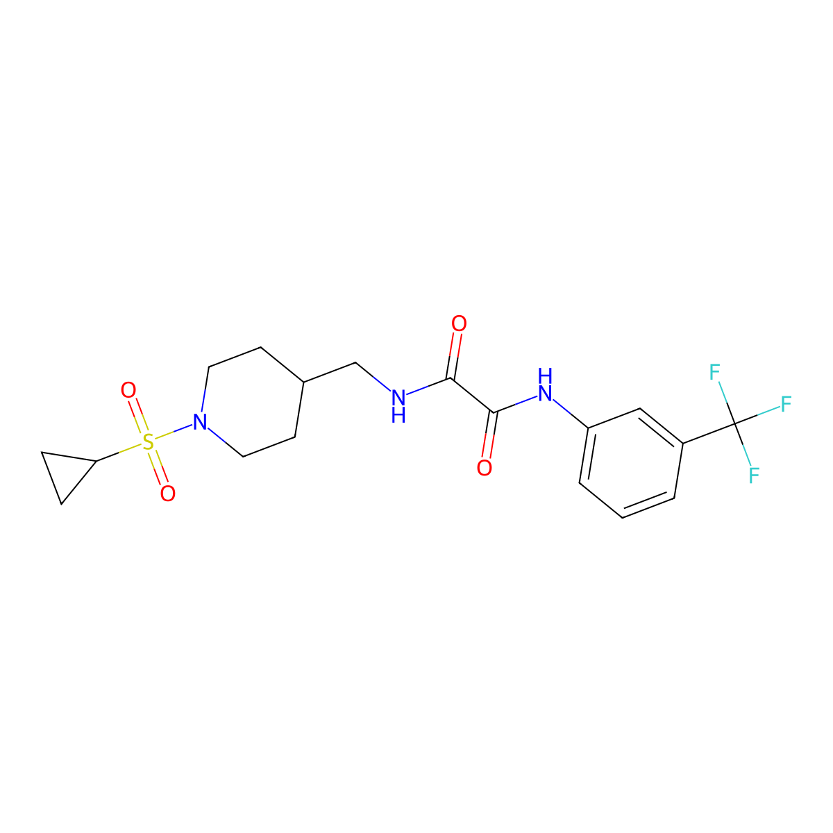 N1-((1-(cyclopropylsulfonyl)piperidin-4-yl)methyl)-N2-(3-(trifluoromethyl)phenyl)oxalamide molecular structure, CAS 1235627-17-4