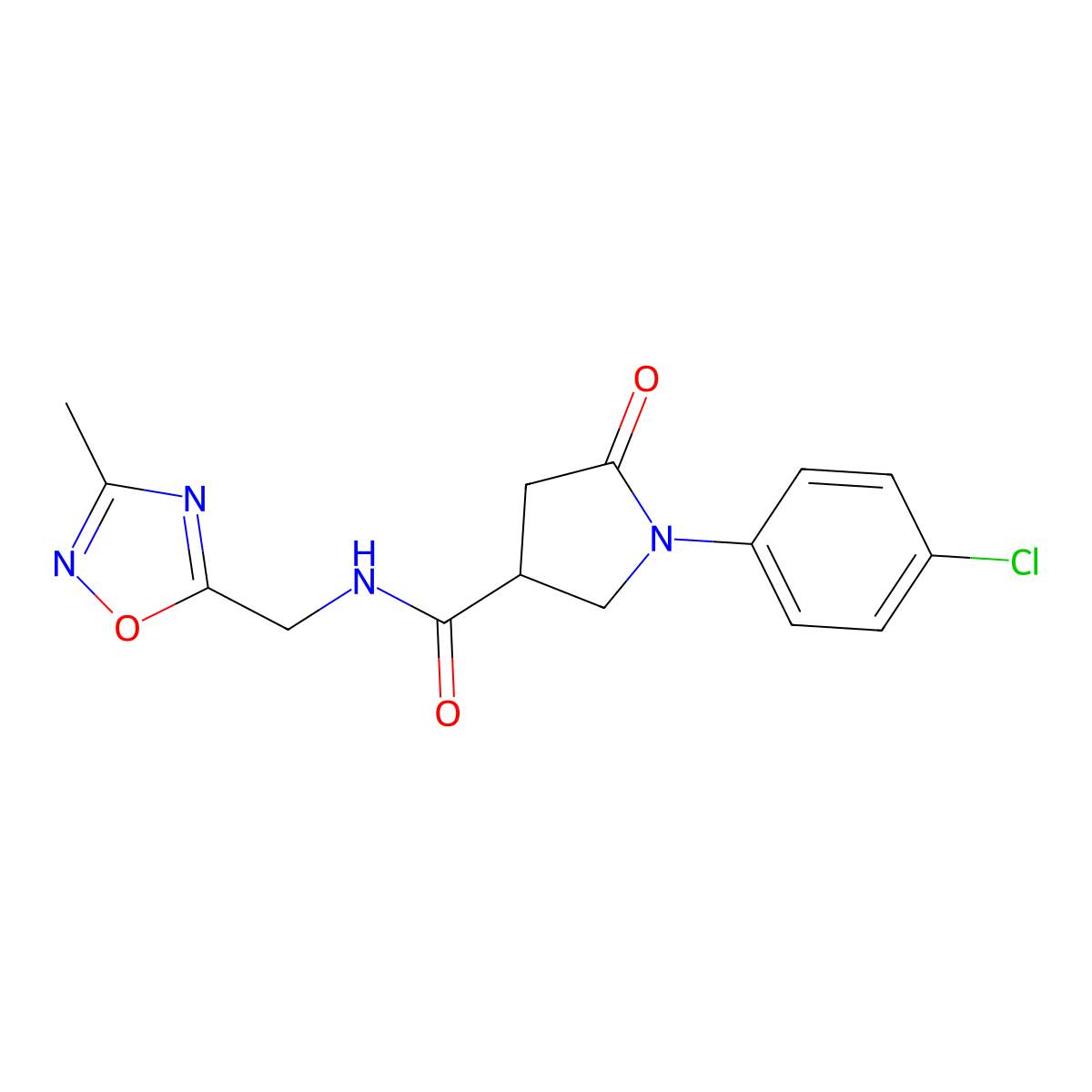 1-(4-chlorophenyl)-N-[(3-methyl-1,2,4-oxadiazol-5-yl)methyl]-5-oxopyrrolidine-3-carboxamide molecular structure, CAS 1235627-52-7