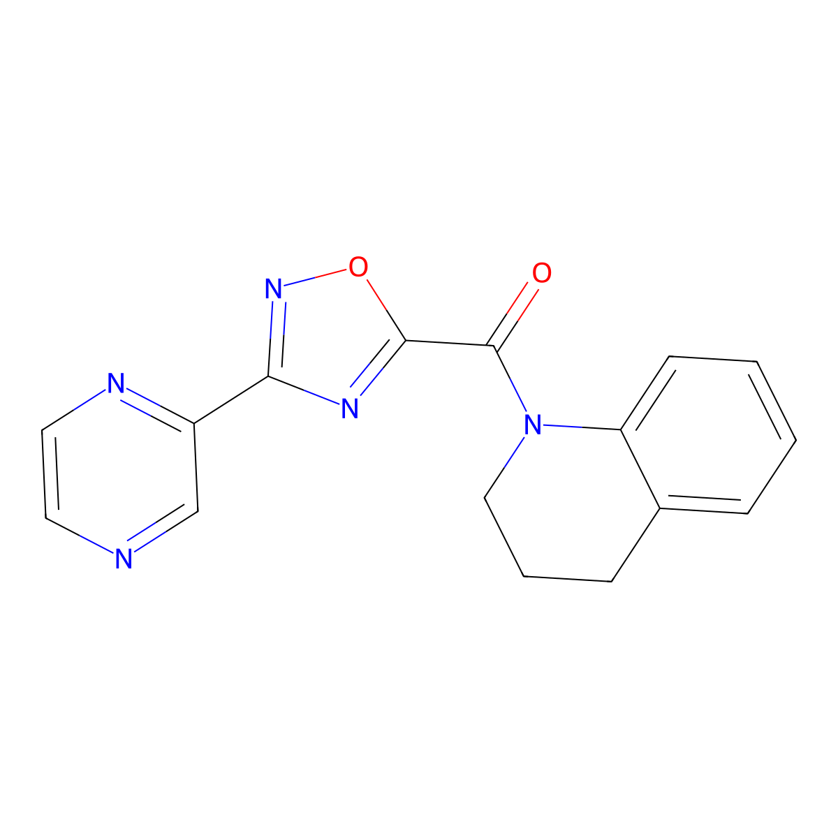 (3,4-dihydroquinolin-1(2H)-yl)(3-(pyrazin-2-yl)-1,2,4-oxadiazol-5-yl)methanone molecular structure, CAS 1235628-32-6