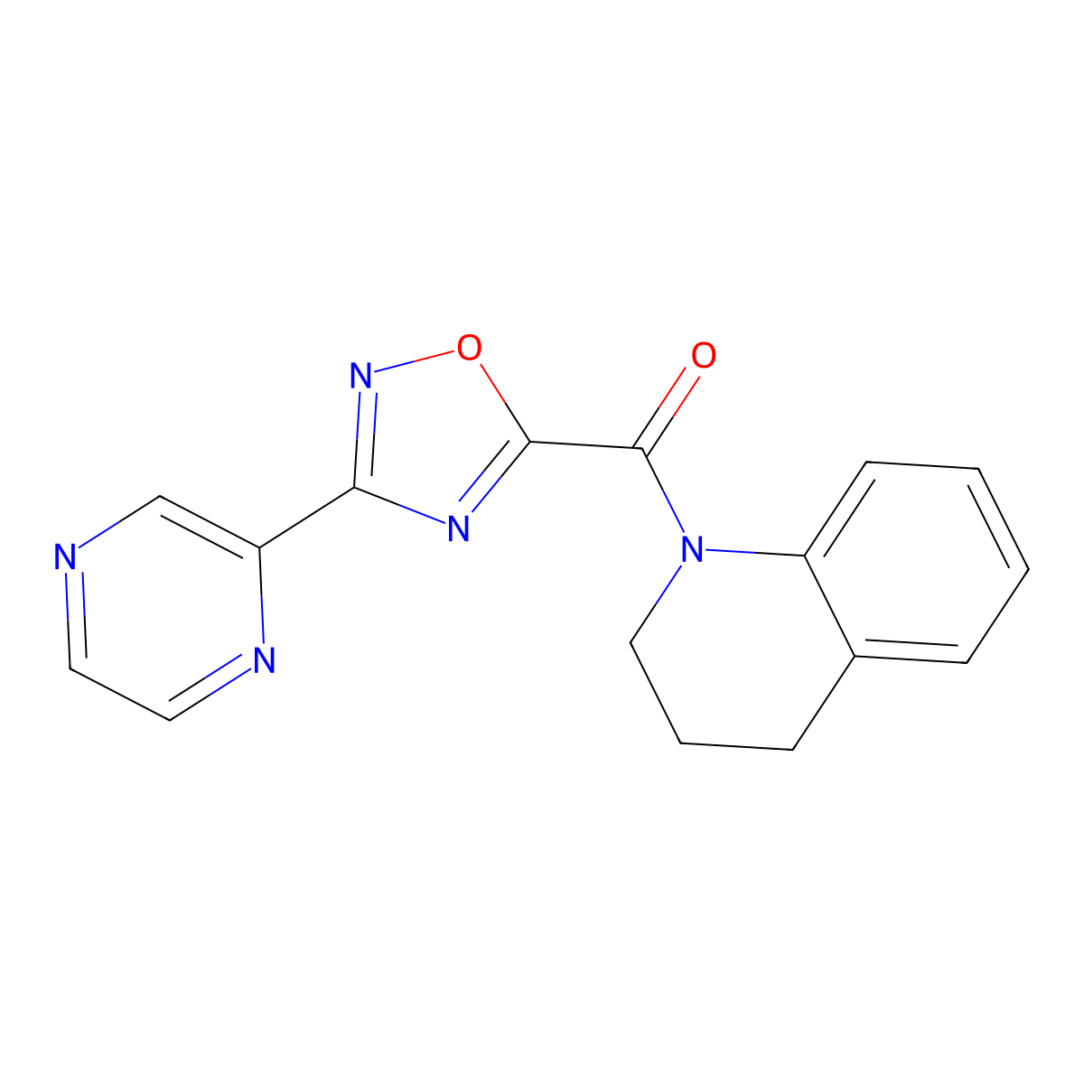 (3,4-dihydroquinolin-1(2H)-yl)(3-(pyrazin-2-yl)-1,2,4-oxadiazol-5-yl)methanone molecular structure, CAS 1235628-32-6