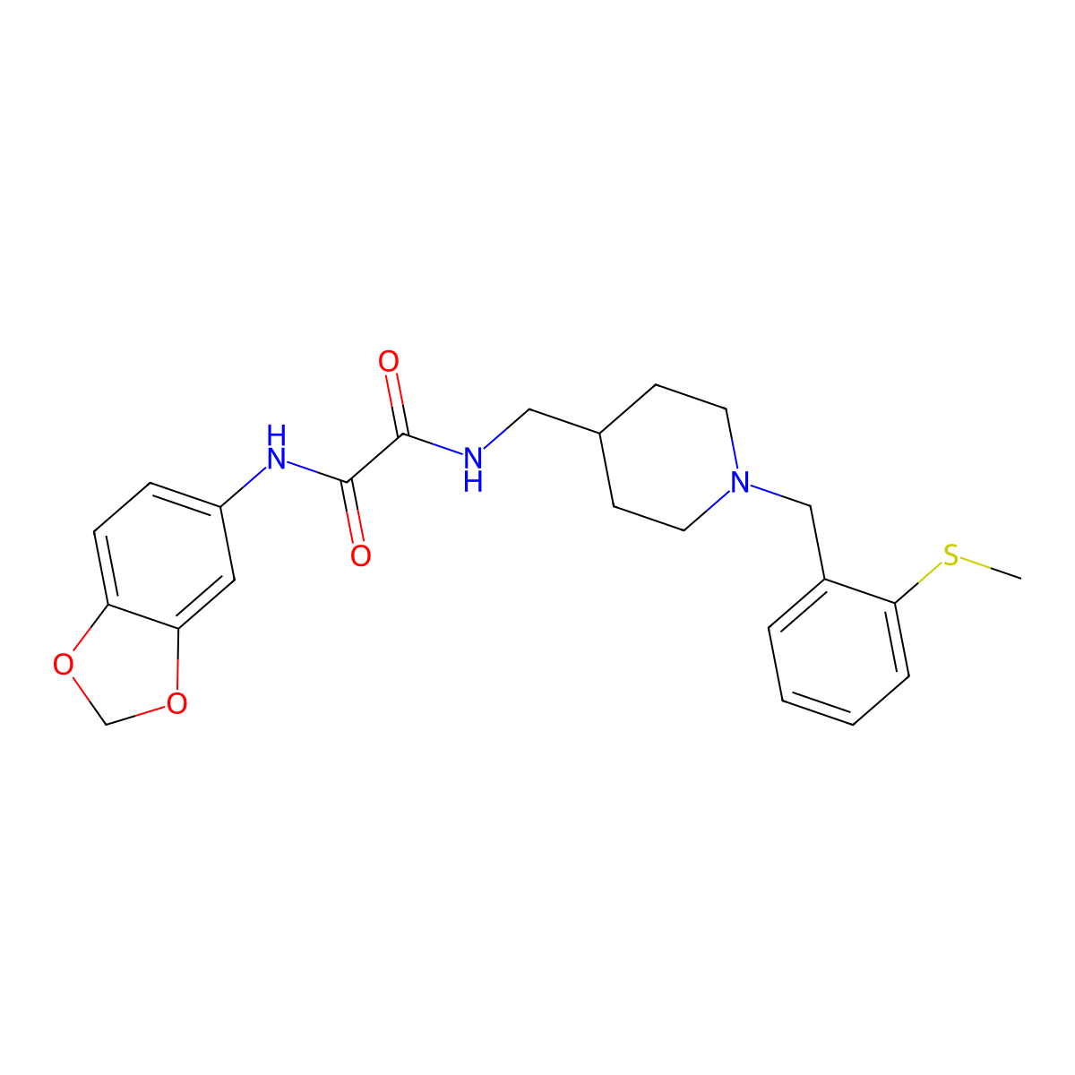 N1-(benzo[d][1,3]dioxol-5-yl)-N2-((1-(2-(methylthio)benzyl)piperidin-4-yl)methyl)oxalamide molecular structure, CAS 1235629-02-3