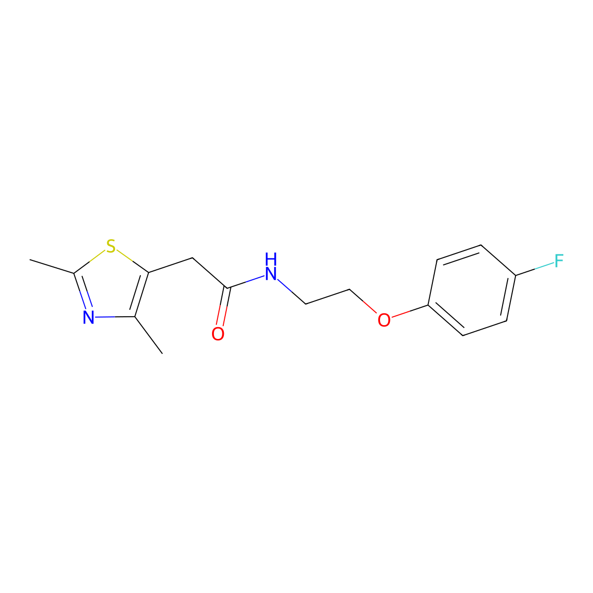 2-(2,4-dimethylthiazol-5-yl)-N-(2-(4-fluorophenoxy)ethyl)acetamide molecular structure, CAS 1235629-44-3