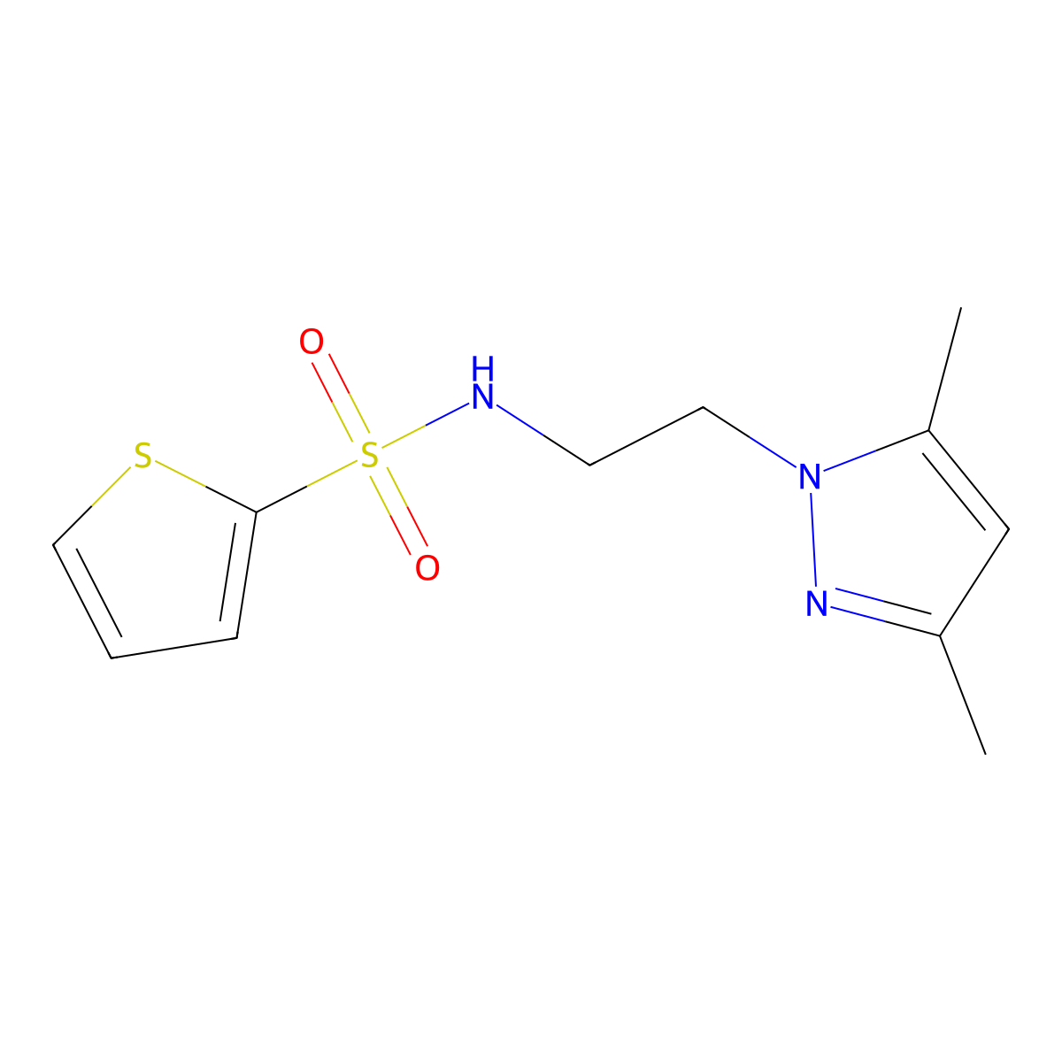 N-(2-(3,5-dimethyl-1H-pyrazol-1-yl)ethyl)thiophene-2-sulfonamide molecular structure, CAS 1235629-66-9