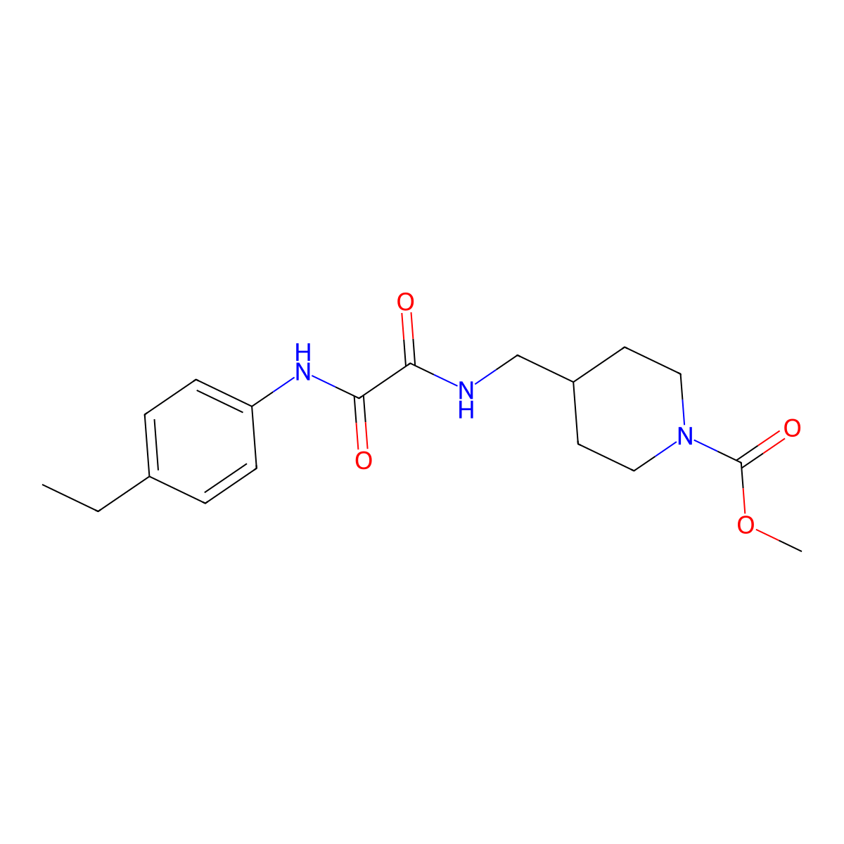 Methyl 4-((2-((4-ethylphenyl)amino)-2-oxoacetamido)methyl)piperidine-1-carboxylate molecular structure, CAS 1235630-28-0