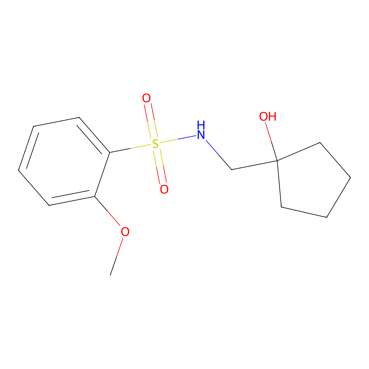 N-((1-hydroxycyclopentyl)methyl)-2-methoxybenzenesulfonamide molecular structure, CAS 1235631-99-8