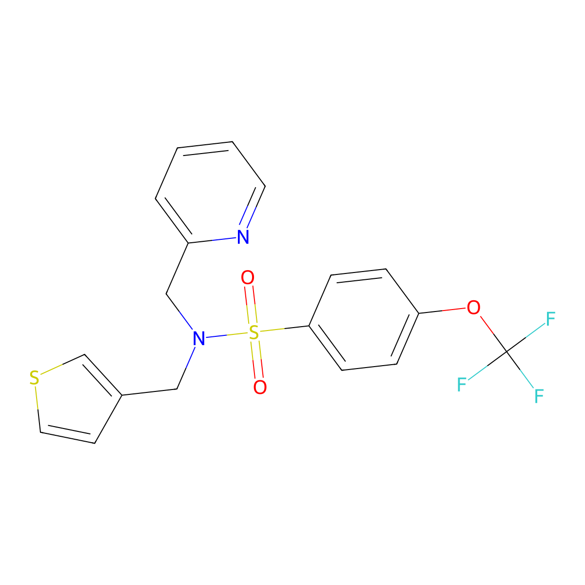 N-(pyridin-2-ylmethyl)-N-(thiophen-3-ylmethyl)-4-(trifluoromethoxy)benzenesulfonamide molecular structure, CAS 1235632-20-8