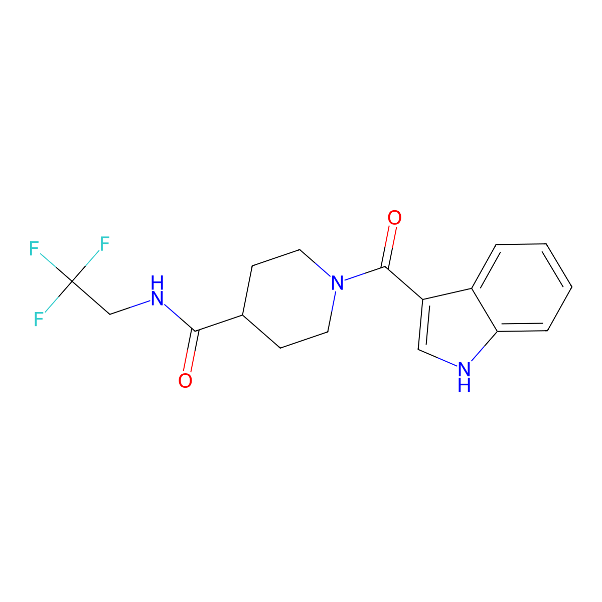 1-(1H-indole-3-carbonyl)-N-(2,2,2-trifluoroethyl)piperidine-4-carboxamide molecular structure, CAS 1235632-34-4