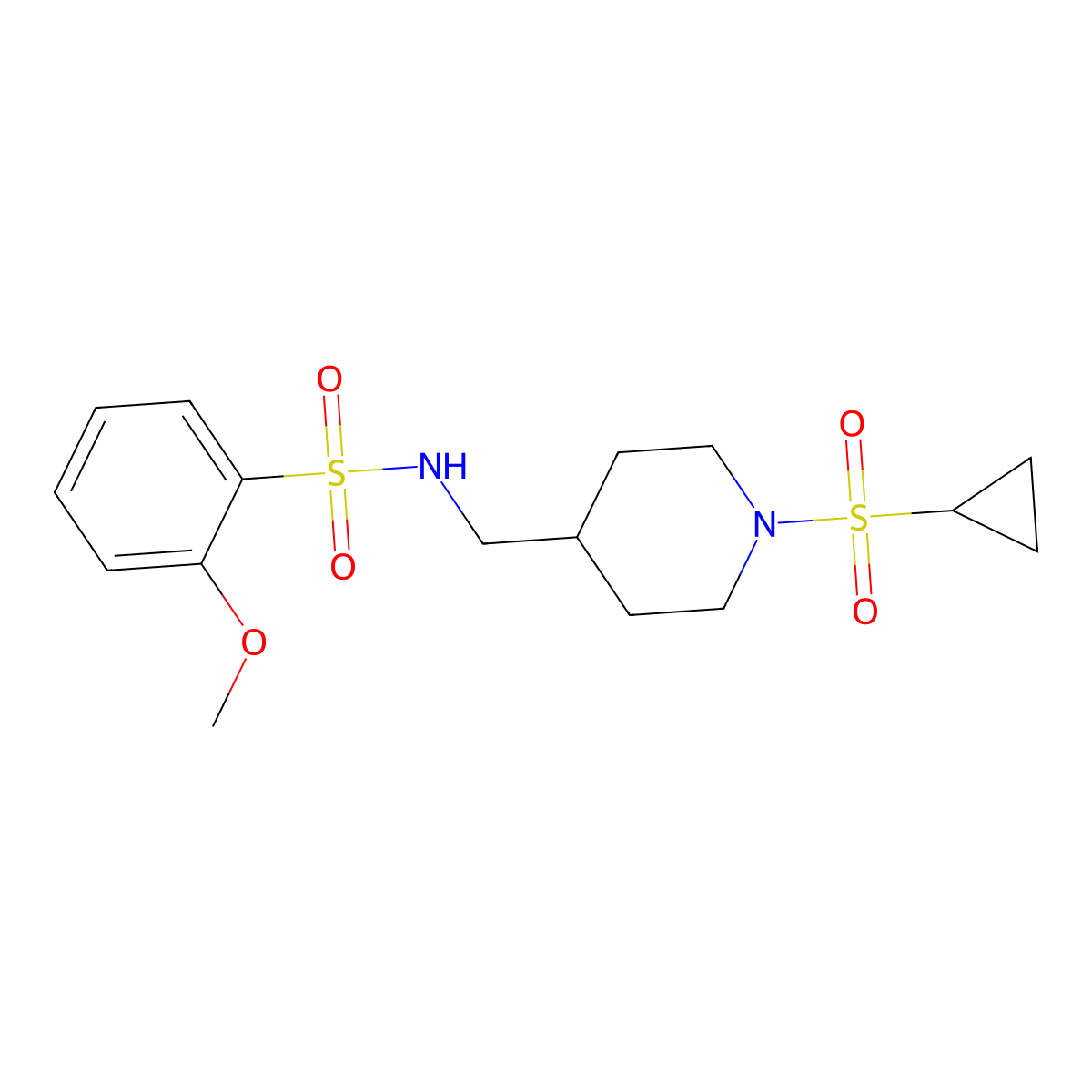 N-((1-(cyclopropylsulfonyl)piperidin-4-yl)methyl)-2-methoxybenzenesulfonamide molecular structure, CAS 1235632-88-8