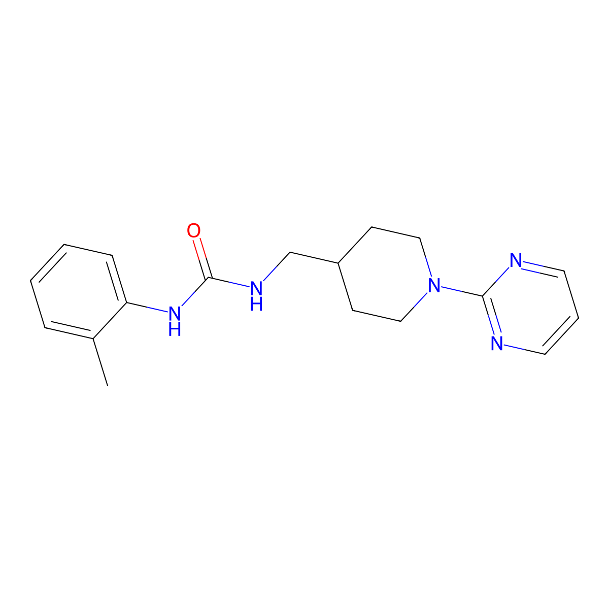 1-((1-(Pyrimidin-2-yl)piperidin-4-yl)methyl)-3-(o-tolyl)urea molecular structure, CAS 1235633-28-9